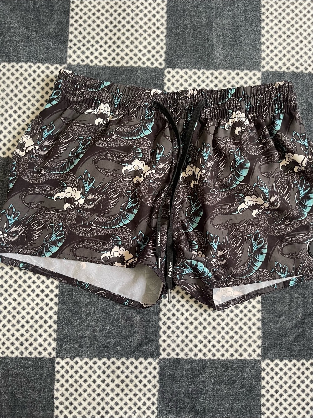 69SLAM Dragon Print Board Shorts Swim Trunks Size M Y2K